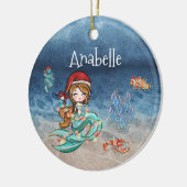 Mermaid Persoonlijke kerstfeestdag Keramisch Ornament (Links)