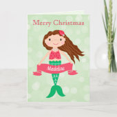 Mermaid Persoonlijke Kerstmis Feestdagen Kaart (Voorkant)