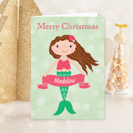 Mermaid Persoonlijke Kerstmis Feestdagen Kaart