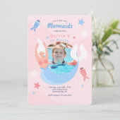 Mermaid Photo Lijst Birthday Party Kaart (Staand voorkant)