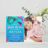Mermaid Photo under Zee Pool Birthday Kaart (Staand voorkant)