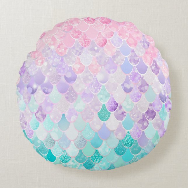 Mermaid Pillow, Round, voor meisjes, slaapkamer de Rond Kussen (Voorkant)