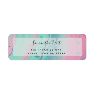 Mermaid Pink Blue Marmer Return Address Label