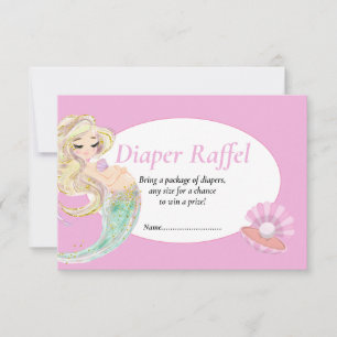 Mermaid Pink Diaper Raffle Kaart voor Baby shower