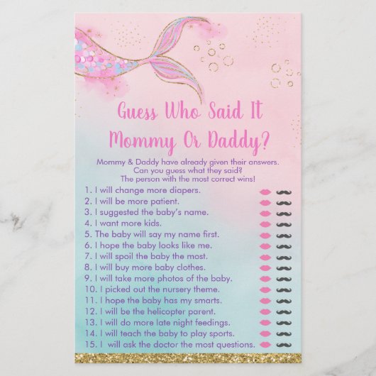 Mermaid Pink Gold Baby shower (Voorkant)