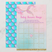 Mermaid Pink Gold Baby shower Bingo Game (Voorkant / Achterkant)