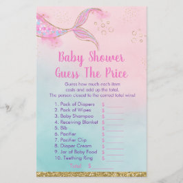 Mermaid Pink Gold Baby shower raadt prijsspel