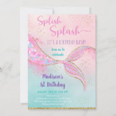 Mermaid Pink Gold Birthday Kaart (Voorkant)