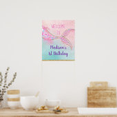 Mermaid Pink Gold Birthday Poster (Keuken)