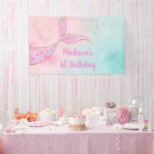 Mermaid Pink Gold Birthday Spandoek