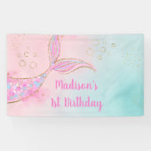 Mermaid Pink Gold Birthday Spandoek (Horizontaal)