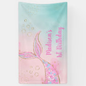 Mermaid Pink Gold Birthday Spandoek (Verticaal)