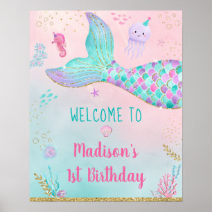 Mermaid Pink Gold onder het Zee van de geboorte We Poster