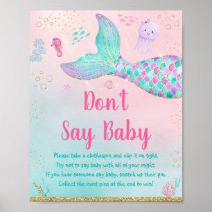 Mermaid Pink Gold onder het Zee Zeg geen Baby Poster