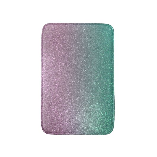 Mermaid Pink Green Sparkly Glitter Ombre Badmat (Voorkant Verticaal)