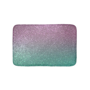Mermaid Pink Green Sparkly Glitter Ombre Badmat