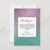 Mermaid Pink Green Sparkly Glitter Ombre Bedankkaart (Voorkant)