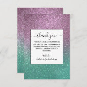 Mermaid Pink Green Sparkly Glitter Ombre Bedankkaart (Voorkant / Achterkant)