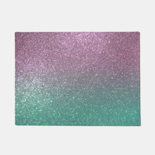 Mermaid Pink Green Sparkly Glitter Ombre Deurmat (Voorkant)
