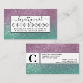 Mermaid Pink Green Sparkly Glitter Ombre Klantenkaartje (Voorkant / Achterkant)