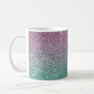 Mermaid Pink Green Sparkly Glitter Ombre Koffiemok