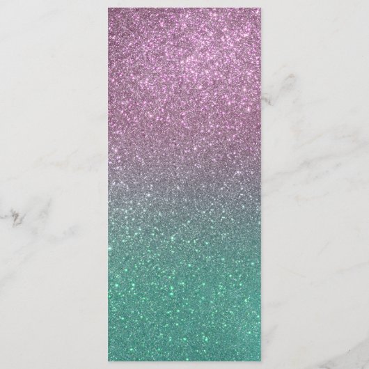 Mermaid Pink Green Sparkly Glitter Ombre Menu (Achterkant)