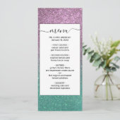 Mermaid Pink Green Sparkly Glitter Ombre Menu (Staand voorkant)
