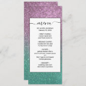 Mermaid Pink Green Sparkly Glitter Ombre Menu (Voorkant / Achterkant)
