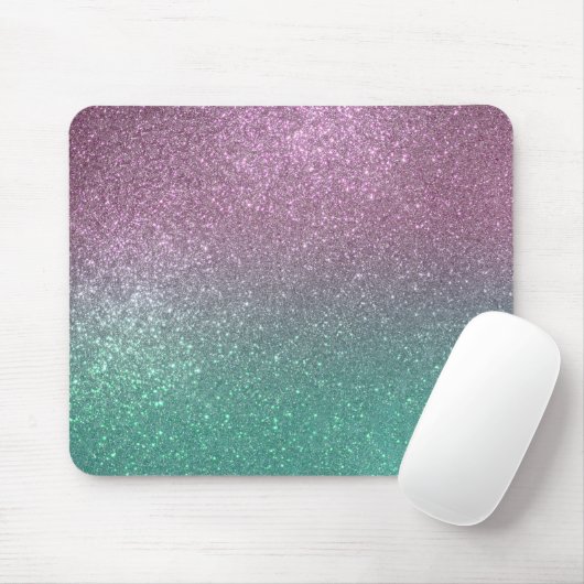 Mermaid Pink Green Sparkly Glitter Ombre Muismat (Met muis)