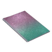 Mermaid Pink Green Sparkly Glitter Ombre Notitieboek (Rechterzijde)