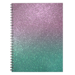 Mermaid Pink Green Sparkly Glitter Ombre Notitieboek