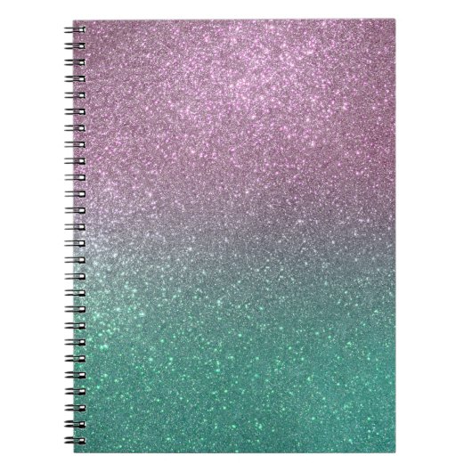 Mermaid Pink Green Sparkly Glitter Ombre Notitieboek (Voorkant)