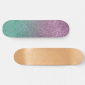 Mermaid Pink Green Sparkly Glitter Ombre Persoonlijk Skateboard (Horizontaal)