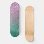 Mermaid Pink Green Sparkly Glitter Ombre Persoonlijk Skateboard (Voorkant)