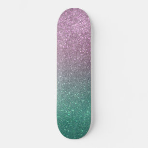 Mermaid Pink Green Sparkly Glitter Ombre Persoonlijk Skateboard