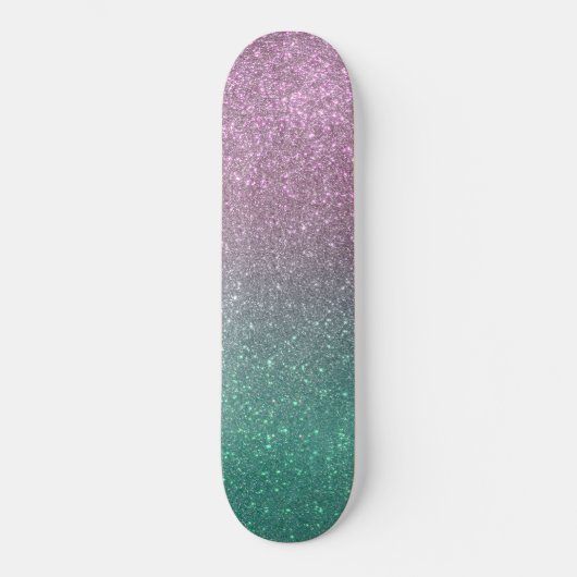 Mermaid Pink Green Sparkly Glitter Ombre Persoonlijk Skateboard (Voorkant)
