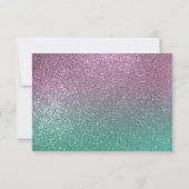 Mermaid Pink Green Sparkly Glitter Ombre Save The Date (Achterkant)