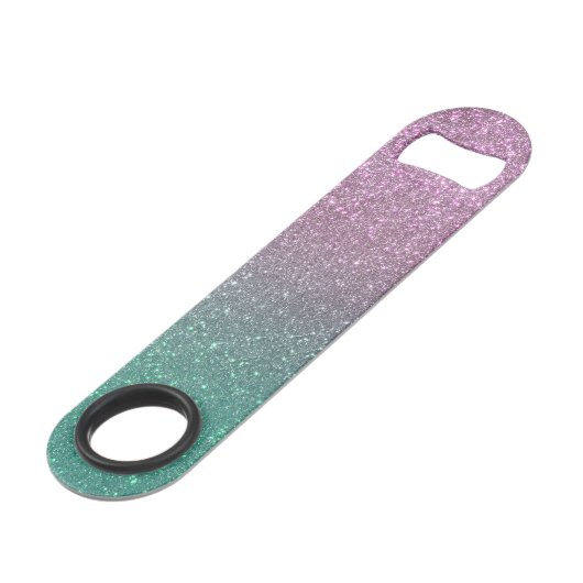 Mermaid Pink Green Sparkly Glitter Ombre Speed Flessenopener (Achterkant Gekanteld)