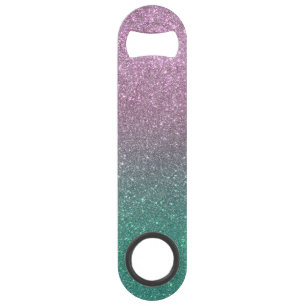 Mermaid Pink Green Sparkly Glitter Ombre Speed Flessenopener