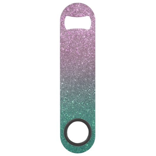 Mermaid Pink Green Sparkly Glitter Ombre Speed Flessenopener (Voorkant)