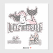 Mermaid Pink houdt van surf vrienden Sticker (Vel)