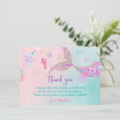 Mermaid Pink Paars Birthday Bedankkaart (Staand voorkant)