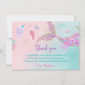 Mermaid Pink Paars Birthday Bedankkaart (Voorkant)