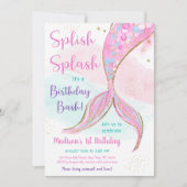 Mermaid Pink Paars Birthday Kaart (Voorkant)