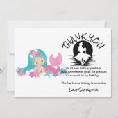 Mermaid Pink Paars Birthday Party Dank je Kaart (Voorkant)