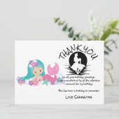Mermaid Pink Paars Birthday Party Dank je Kaart (Staand voorkant)
