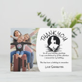 Mermaid Pink Paars Birthday Party Dank je Kaart (Staand voorkant)