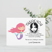 Mermaid Pink Paars Birthday Party Dank je Kaart (Staand voorkant)