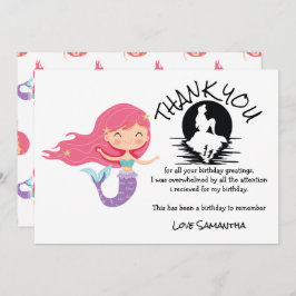 Mermaid Pink Paars Birthday Party Dank je Kaart