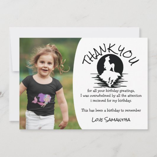 Mermaid Pink Paars Birthday Party Dank je Kaart (Voorkant)